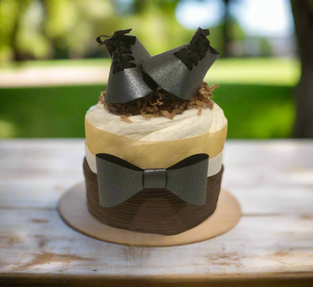 Bow Ties and Dress Shoes Mini Diaper Cake Set