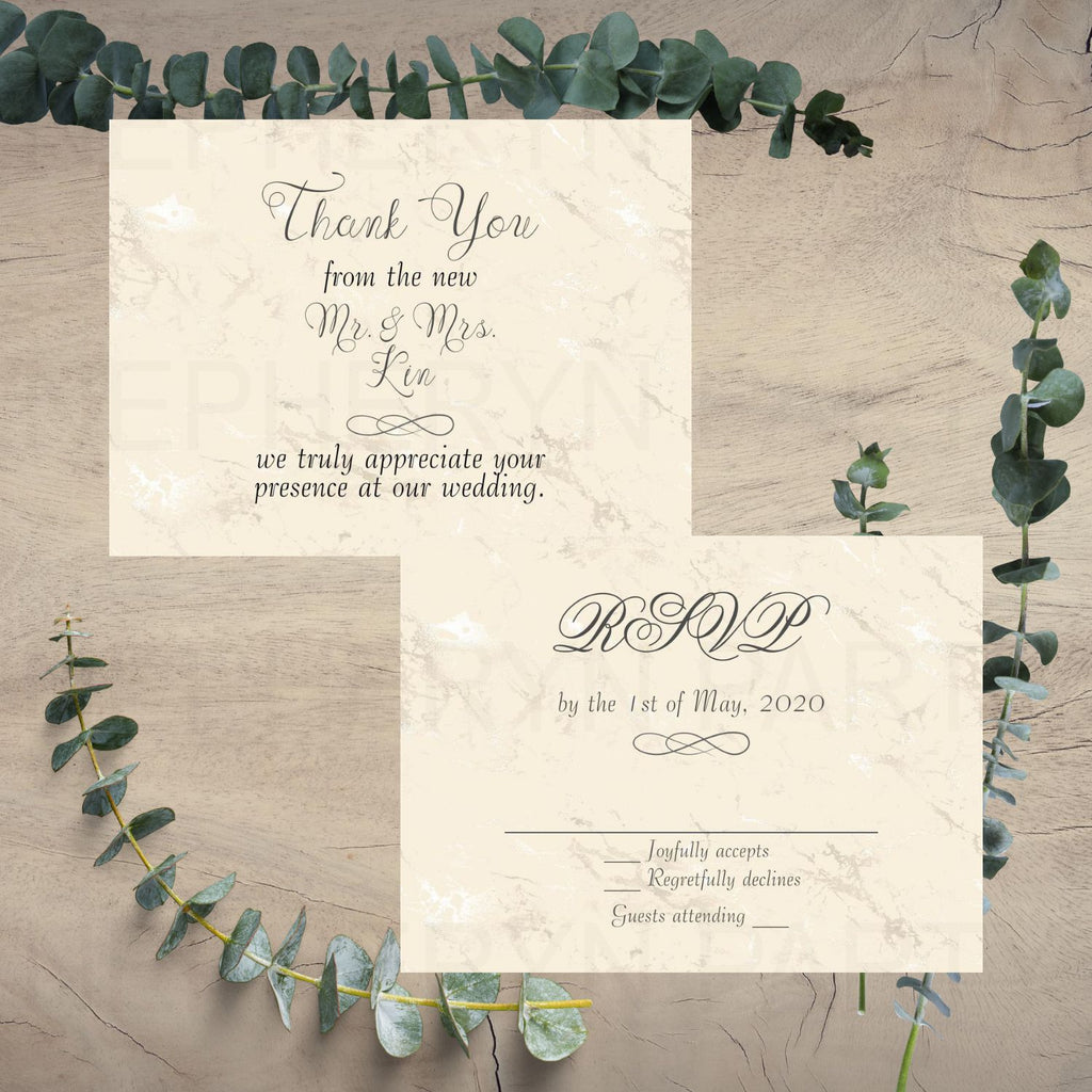 Champagne Wedding RSVP Cards & Thank You Notes