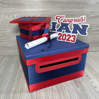 Navy & Red Graduation Card Box