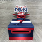Navy & Red Graduation Card Box