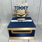 Graduation Card Box - Deep Navy, Light Gold 10x10
