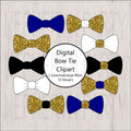 Bow Tie Clipart, Royal Blue, Gold, Black
