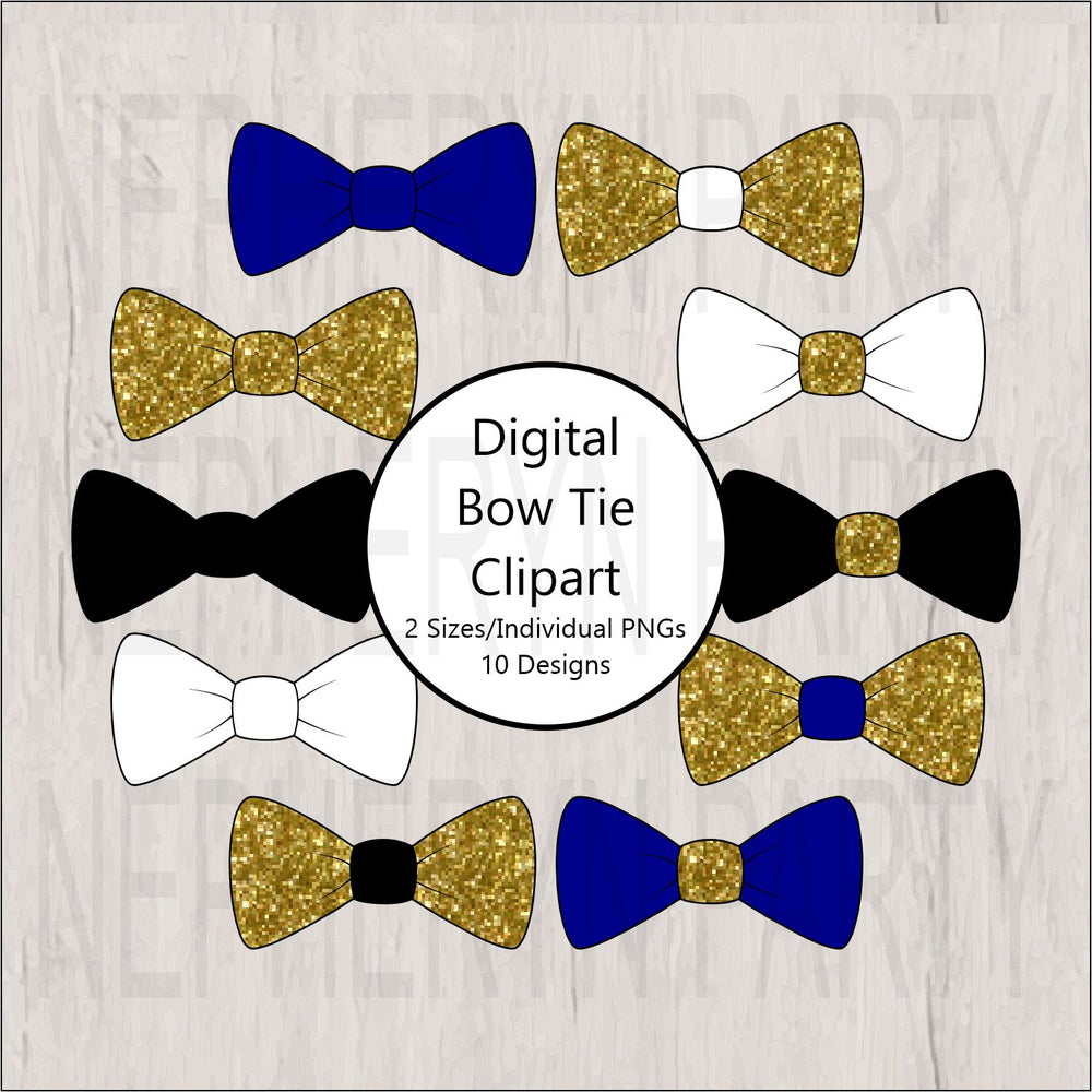 Bow Tie Clipart, Royal Blue, Gold, Black