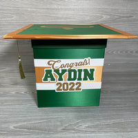 Graduation Cap Card Box - Forest Green, Old Gold
