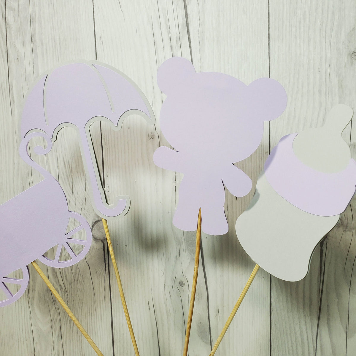 Girl Baby Shower Centerpiece Sticks - Lilac, Gray