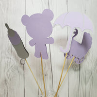 Girl Baby Shower Centerpiece Sticks - Lilac, Gray