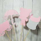 Girl Baby Shower Centerpiece Sticks - Pink, Gray