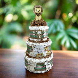 Baby Girl Safari Diaper Cake Centerpiece