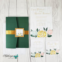 Green and Gold Wedding Invitation Set
