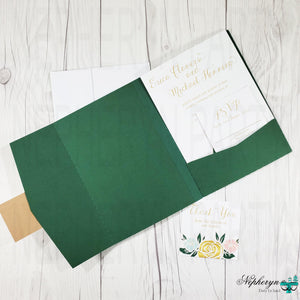 Gold, Mint, Coral, & Green Floral Wedding Invitation Set