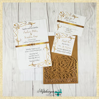 Gold & White Elegant Wedding Invite, RSVP Cards, & Thank You Notes