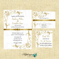 Gold & White Elegant Wedding Invite, RSVP Cards, & Thank You Notes