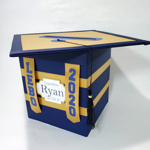 class of 2020 navy and gold graduation card box