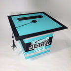 Graduation Cap Card Box - Turquoise, Gray, Black