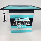 Graduation Cap Card Box - Turquoise, Gray, Black