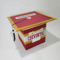 Graduation Cap Card Box - Maroon, Gray, Gold