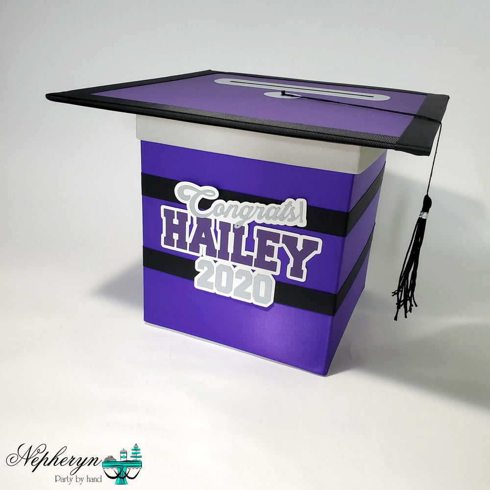 Purple, Black, & Silver Graduation Card Box
