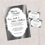 Silver & White Elegant Wedding Invite and RSVP Cards