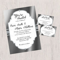 Silver & White Elegant Wedding Invite and RSVP Cards
