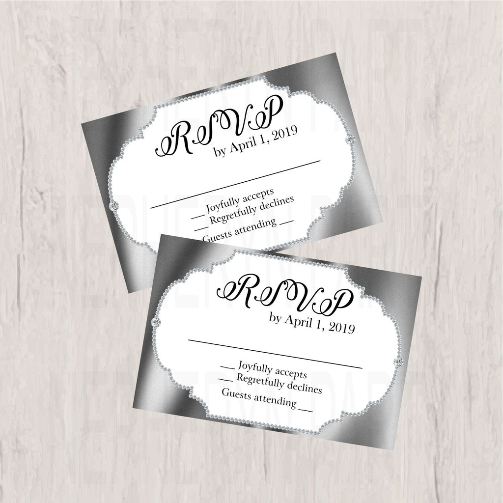 Gray and Silver Diamond Wedding Invitation