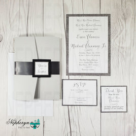 Gray and White Wedding Invite Set