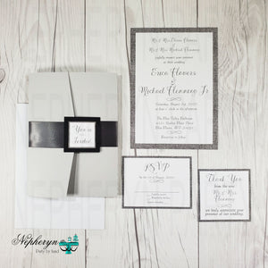 Gray and White Wedding Invite Set