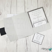 Gray & White Simple Wedding Invitation Set