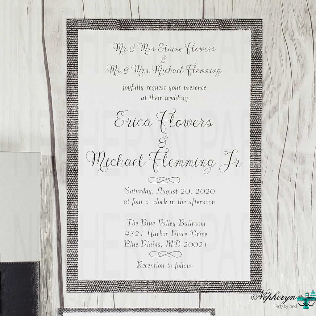 Gray & White Simple Wedding Invitation Set