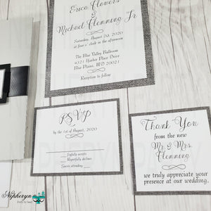 Gray & White Simple Wedding Invitation Set