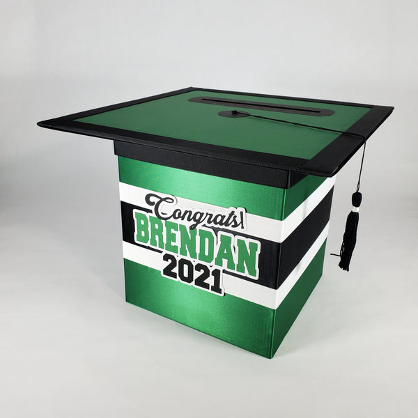 Green & Black Graduation Card Box
