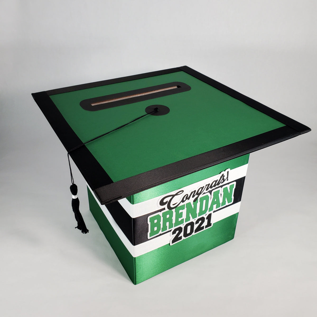 Green & Black Graduation Cap Card Box