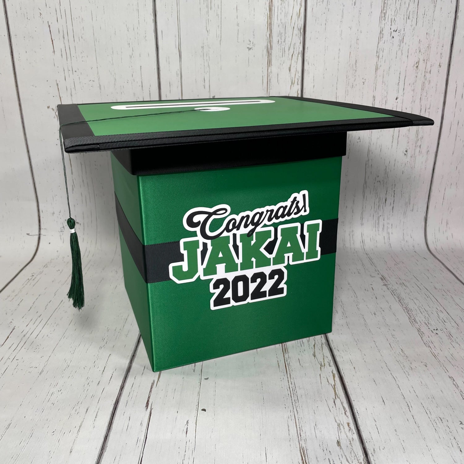 Graduation Cap Card Box, 8x8 - Green, Black Style 4| Nepheryn Party