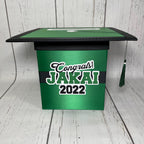 Green & Black Graduation Cap Card Box