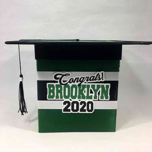 Graduation Cap Card Box - Kelly Green, Black