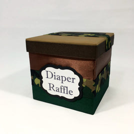 Green and Brown Camouflage Army Diaper Raffle Ticket Box