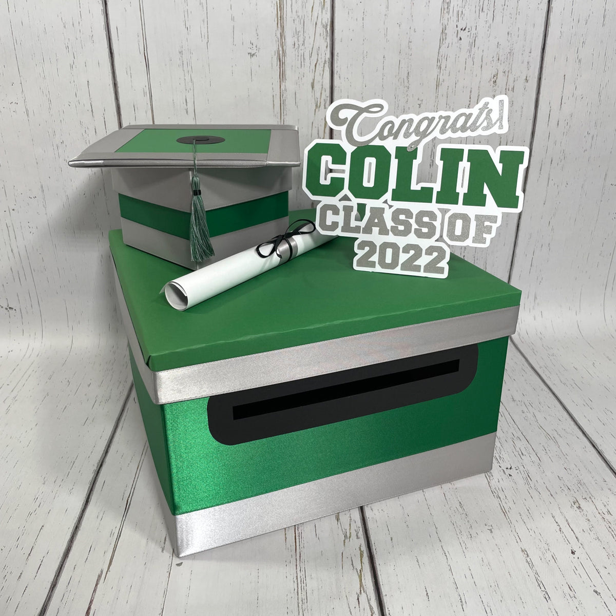 Green & Gray Graduation Card Box
