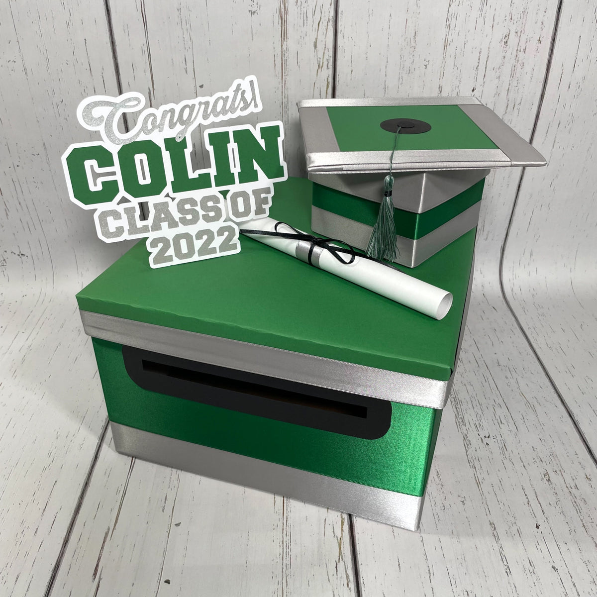 Green & Gray Graduation Card Box