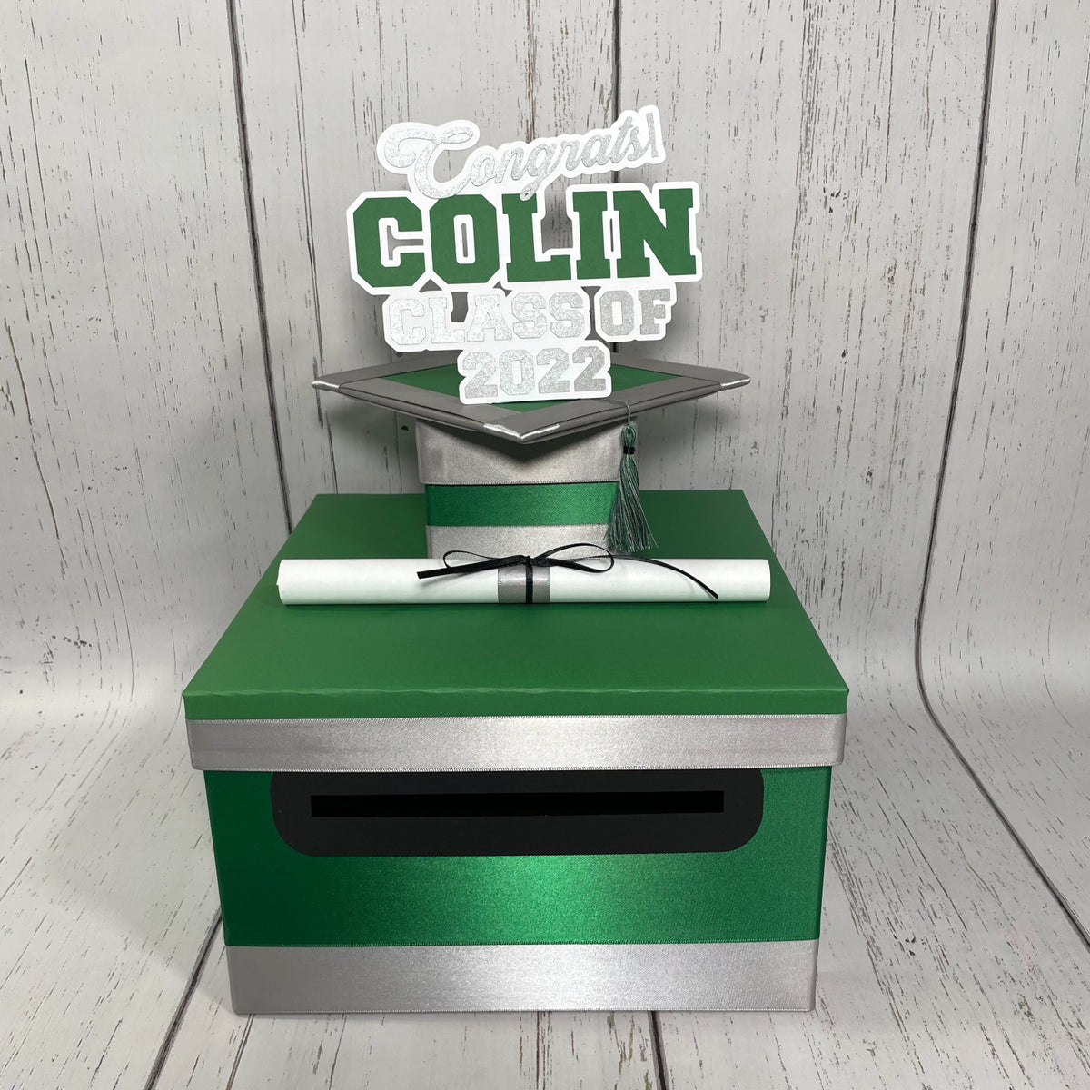 Green & Gray Graduation Card Box