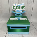 Green & Light Blue Graduation Card Box