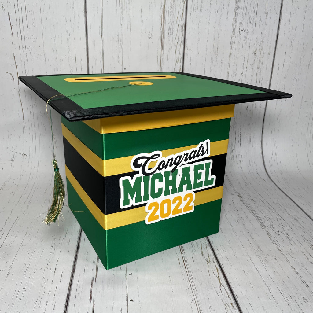 Green, Yellow Gold, & Black Graduation Card Box