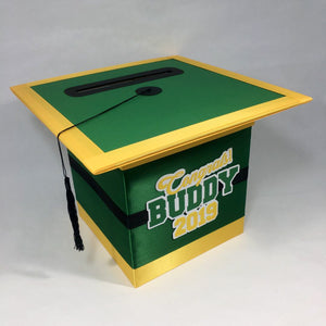 Graduation Cap Card Box - Green, Black, Yellow Gold