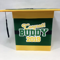 Graduation Cap Card Box - Green, Black, Yellow Gold