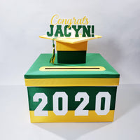 Green & Yellow Gold Graduation Party Card Box