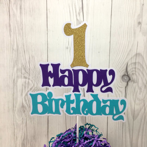 Mermaid Happy 1st Birthday Cake Topper