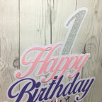 Happy Birthday Cake Topper - Pink, Lavender