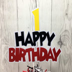 Red, Black, & Yellow Happy 1st Birthday Cake Topper