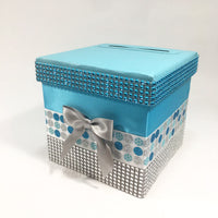 Blue & Silver Winter Holiday Diaper Raffle Ticket Box
