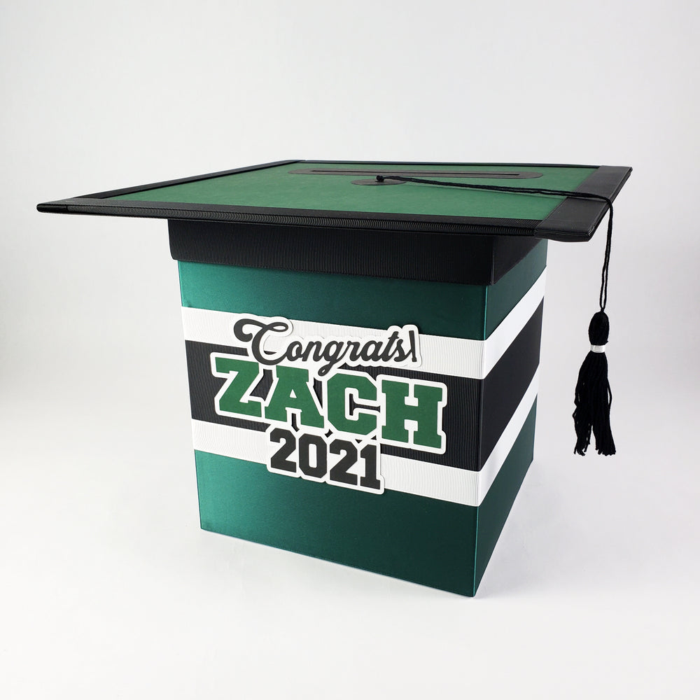 Hunter Green & Black Graduation Card Box