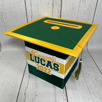 Graduation Cap Card Box - Hunter Green, Yellow Gold, White