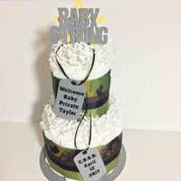 Green & Brown Camouflage Diaper Cake Centerpiece
